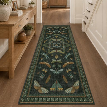 3x8 Dark Green Long Hallway Runner Rug (24 Sq Ft)