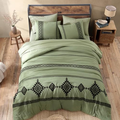 Embroidery Queen Size Comforter Set 7 Pieces Western Bed in a Bag