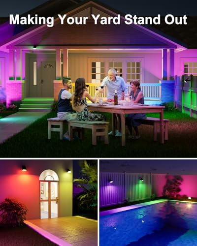 6 Pack Color Changing Solar Powered Outdoor Spot Lights Waterproof 24 LEDs (6 Count)