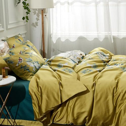 Vintage Garden Floral Comforter Set Twin XL Vibrant Color Birds Flower Pattern Comforter Fluffy Soft Microfiber Boho Floral Bedding Comforter with 2 Pillowcases Cottage Botanical Comforter Set