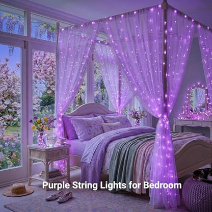 200 LED Purple String Lights Indoor Outdoor Clear Wire (66 Foot)