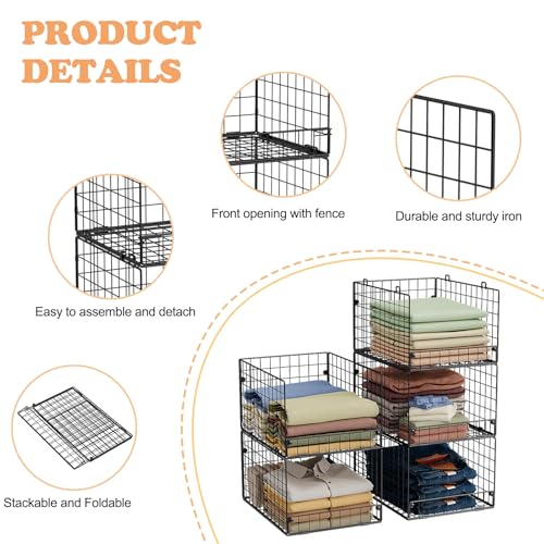 5 Tier Stackable Closet Storage Baskets