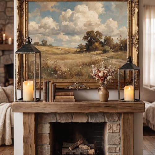17" 13" Vintage Farmhouse Decorative Lanterns Indoor Outdoor with Candles (24 Count)