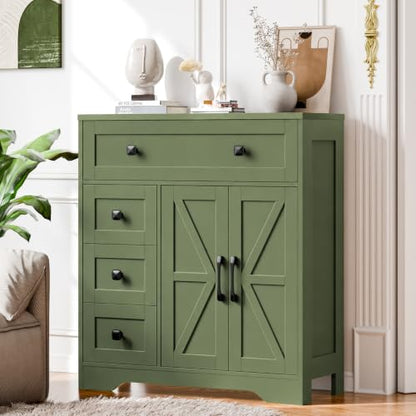 Farmhouse Storage Cabinet with 2 Doors and 4 Drawers