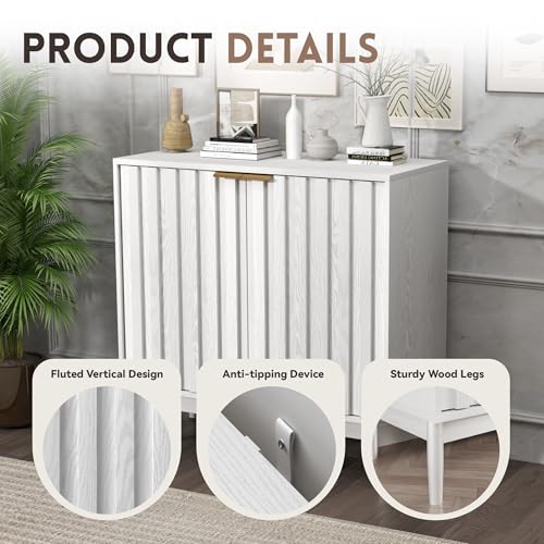 Fluted Buffet Cabinet with Storage