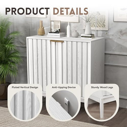 Fluted Buffet Cabinet with Storage
