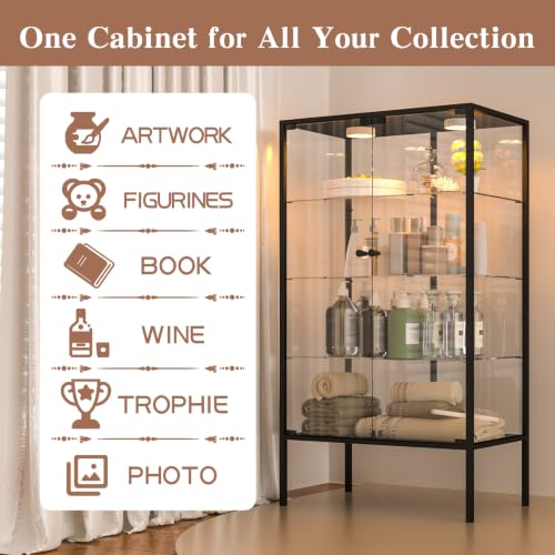 Iron Frame Glass Display Cabinet with LED