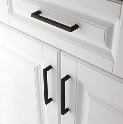 KOOFIZO Solid Square Bar Cabinet Handle - Black Furniture Pull, 5 Inch/128mm Screwhole Distance, 10-Pack for Kitchen Cupboard Door, Bedroom Dresser Drawer, Bathroom Wardrobe Hardware