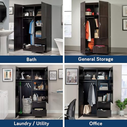 Select Multipurpose Bedroom Armoire Wardrobe Closet Pantry Storage Cabinet with Storage Drawers and Hanging Rail