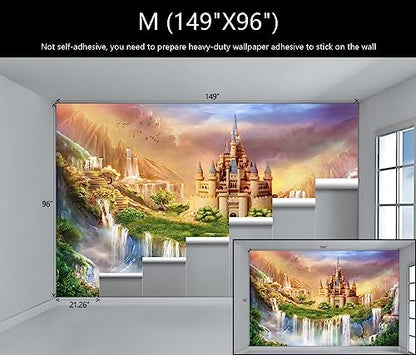 Nursery Castle Wallpaper Mural for Girl Room Bedroom