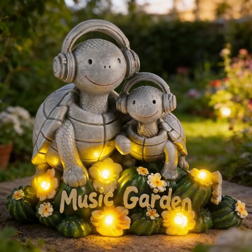 Solar Garden Turtle Statue 5.9"