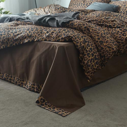 Leopard Print Comforter Set Queen Vintage Animal Cheetah Printed Comforter Soft Fluffy Brown (3 Count)