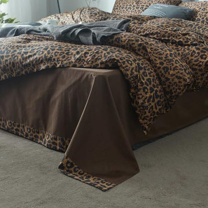 Leopard Print Comforter Set Queen Vintage Animal Cheetah Printed Comforter Soft Fluffy Brown (3 Count)