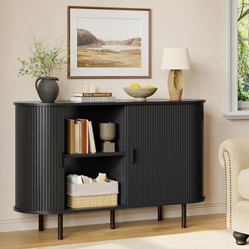48" Fluted Buffet Sideboard Cabinet with Sliding Door