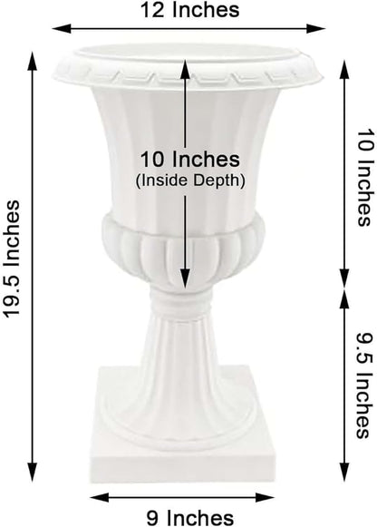 Efavormart 2 Pack - 20" PVC Urn Planter, Floral Pedestal Flower Pot White Plant Stand for Wedding, Party, Event, Home, Stage, Garden, Balcony Decoration