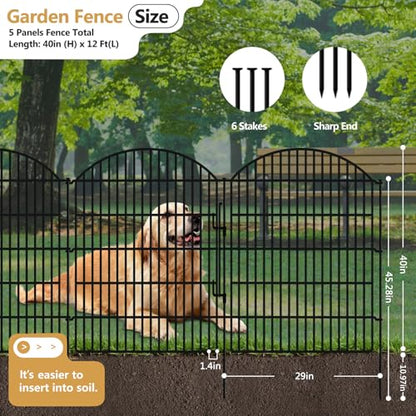 5 Panels Garden Fence Animal Barrier with Lock