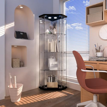 Corner Glass Display Cabinet with LED