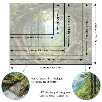 Green Nature Forest Tapestry 80x60 Inch