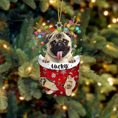 Fawn Pug Dog Christmas Ornament