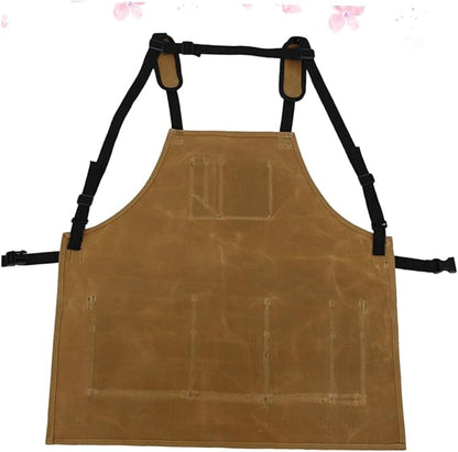Kisangel Waterproof Heavy Duty Canvas Garden Tool Apron Pockets Sturdy Oil-Proof Pinafore for Cooking and Outdoor Work