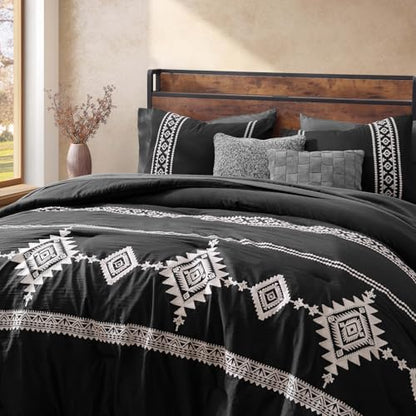 Embroidery Oversized Queen Comforter Set 7 Pieces Bed in a Bag