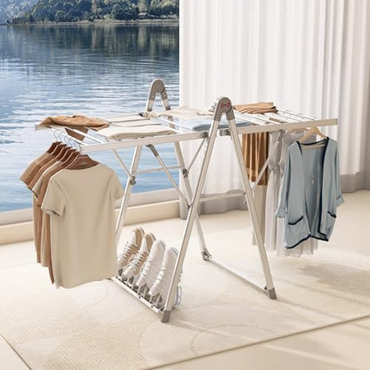 Heating Clothes Drying Rack Foldable Shoes Socks Silvery Gray