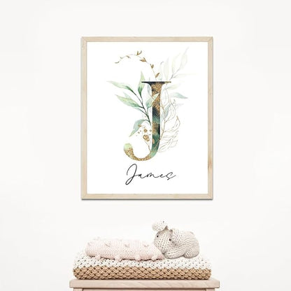 Personalized Eucalyptus Wooden Name Sign, Floral Monogram Nursery Decor, Boho Wildflower Pattern, Baby Gift/16