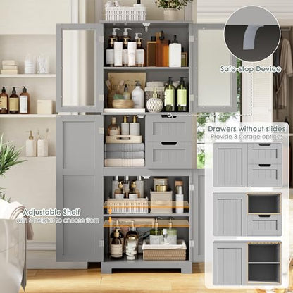 67'' Tall Bathroom Storage Cabinet with Adjustable Shelf