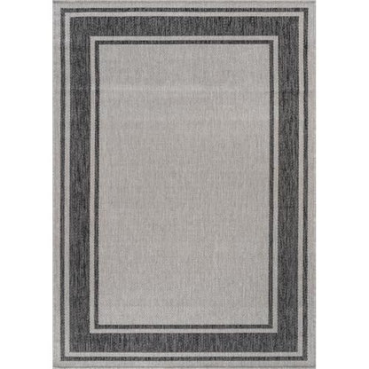 Outdoor Rug 5x7 Modern Bordered Area Rugs for Indoor and Outdoor Patio Deck Porch Garden Waterproof Weather Sun Resistant Washable Outside Carpet (35 Sq Ft)