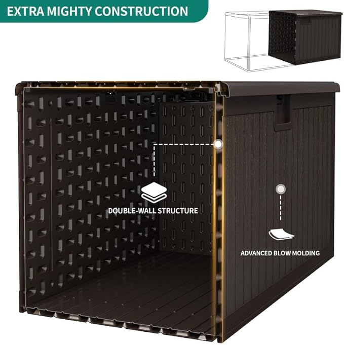 YITAHOME XL 150 Gallon Large Deck Box,Outdoor Storage for Patio Furniture Cushions,Garden Tools,Waterproof,Lockable (Black)