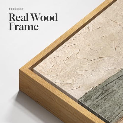 Framed Neutral Organic Abstract Canvas Wall Art for Dining Room