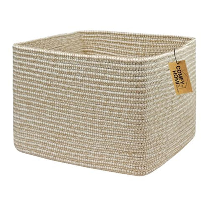 Cotton Rope Woven Basket with Handles for Shelves