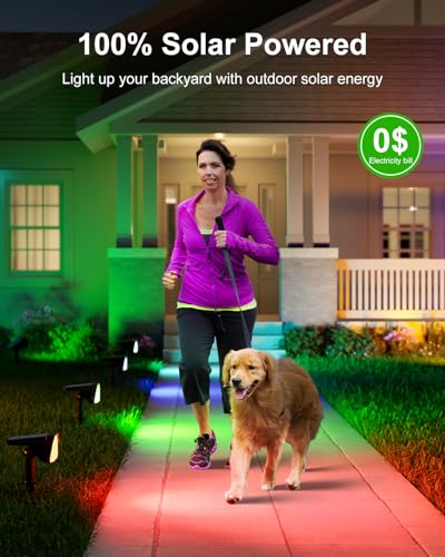 6 Pack Color Changing Solar Powered Outdoor Spot Lights Waterproof 24 LEDs (6 Count)
