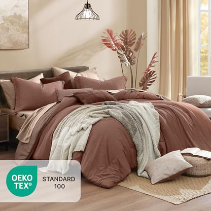 King Comforter Set 7 Pieces Terracotta Cationic Dyeing Bed in a Bag