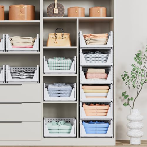 4 Pack Stackable Closet Storage Basket (4 Count)