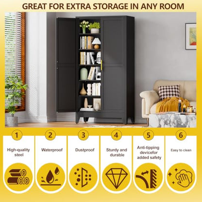 Metal 79“ Kitchen Pantry Cabinet
