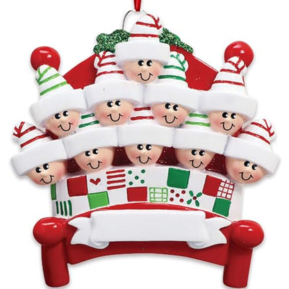 3D Bedtime Family of 10 Ornament 2026 Personalized Family Christmas Ornaments 2026