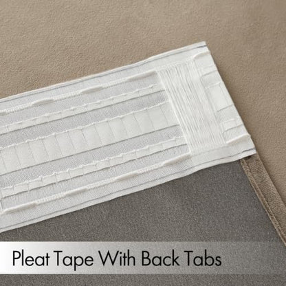 Light Taupe Velvet Pinch Pleat Blackout Curtains W52 X L108 Inches