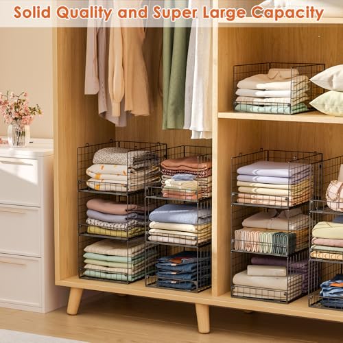 5 Tier Stackable Closet Storage Baskets