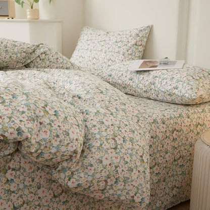Cottagecore Flowers Comforter Set King Chic Floral Bedding Set