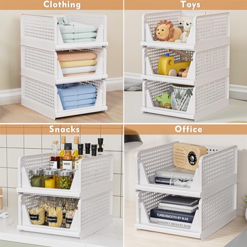 4 Pack Stackable Closet Storage Basket (4 Count)