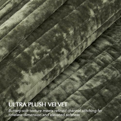 Stripe Channel Luxury Velvet Quilt Set King Size