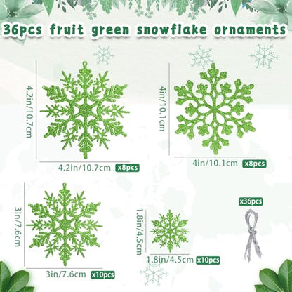 36pcs Christmas Lime Green Snowflake Ornaments (36 Count)