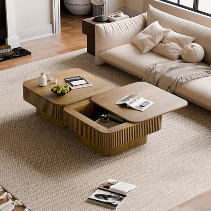 Square Small Coffee Table with Storage