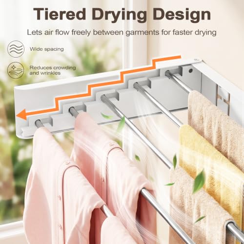 Wall Mounted Clothes Drying Rack Folding Indoor