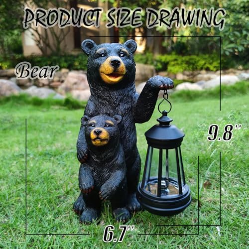 Black Bear Solar Lantern Garden Statues