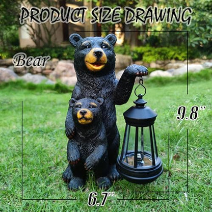 Black Bear Solar Lantern Garden Statues