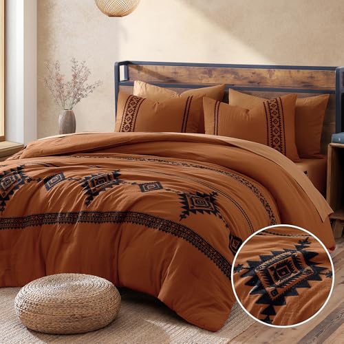 Embroidery King Size Comforter Set 7 Pieces Western Bed in a Bag