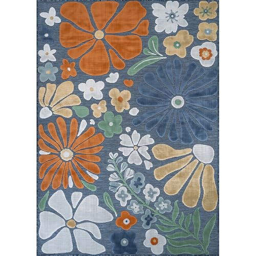 Outdoor Rug 10x14 Large Modern Floral Tropical Area Rugs for Outdoor and Indoor Patio Easy to Clean Non Shedding Living Room Porch Garden Washable Outside Carpet (140 Sq Ft)