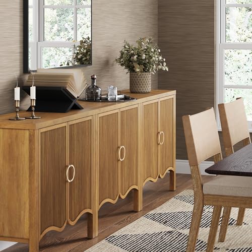 Scott Transitional Fluted Accent Cabinet or Storage Cabinet for Living Room or Entryway with Solid Wood Panel